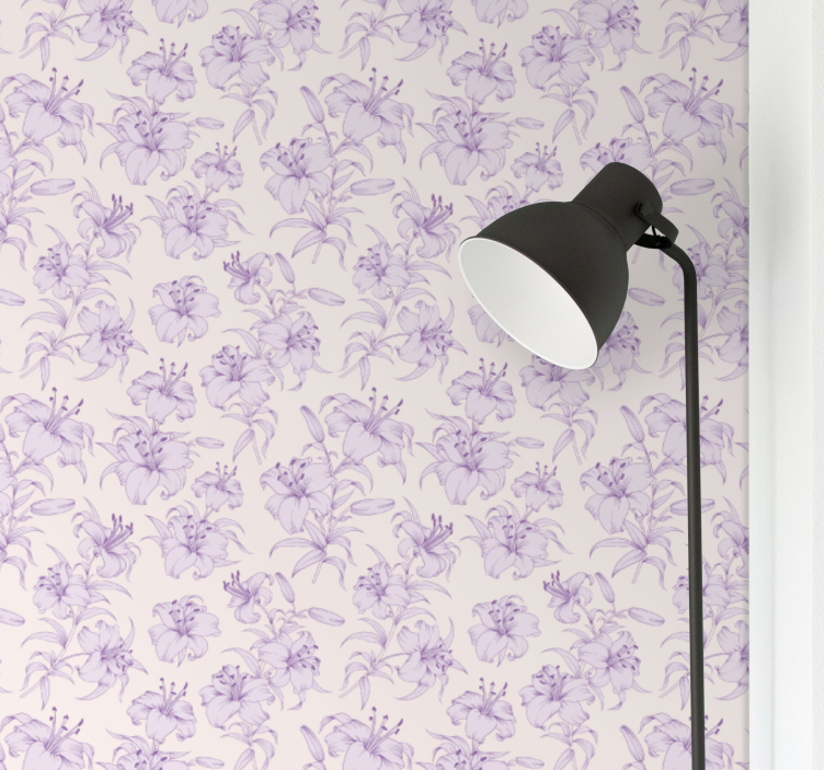 Papel pintado flores elegante motivo morado - TenVinilo