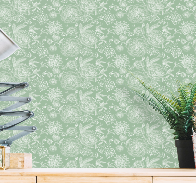 Papel pintado flores suave elegancia floral - TenVinilo