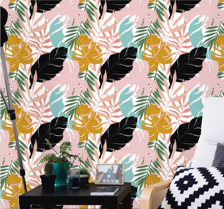 Papel pintado hojas surtido de follaje exótico - TenVinilo