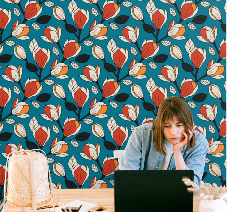 Papel pintado flores telón de fondo con motivos florales - TenVinilo