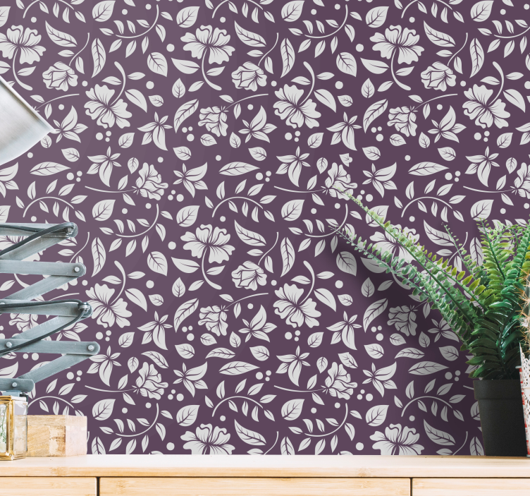 Papel pintado flores tema de flor elegante - TenVinilo