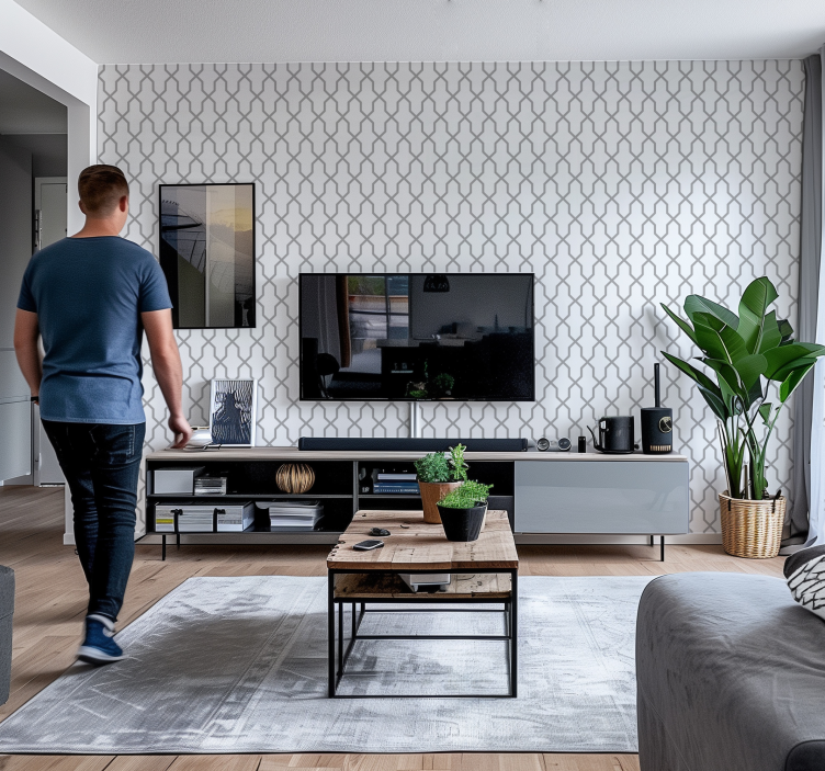 Papel pintado geométrico armonía gris - TenVinilo