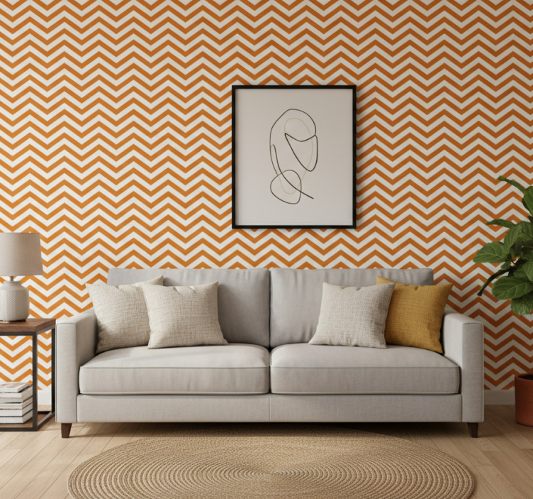 Papel pintado geométrico chevron con encanto - TenVinilo