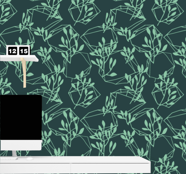 Papel pintado geométrico motivo geométrico de follaje - TenVinilo