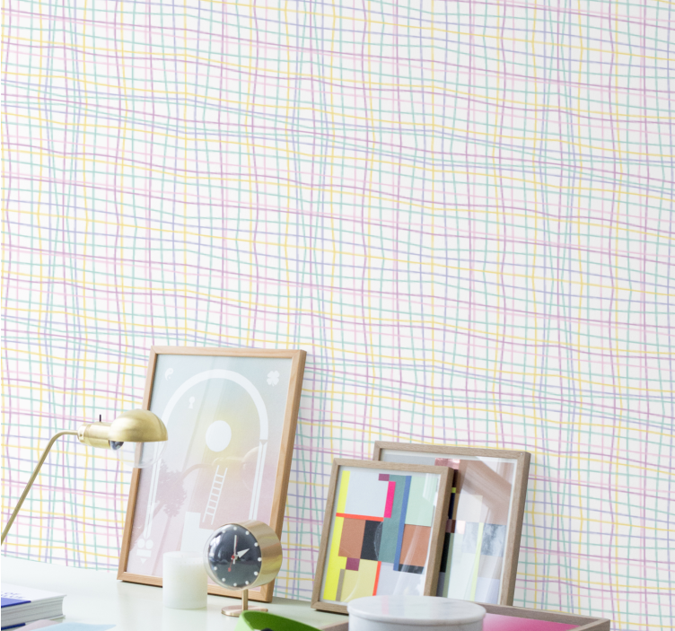 Papel pintado geométrico diseño de cuadrícula comprobado - TenVinilo