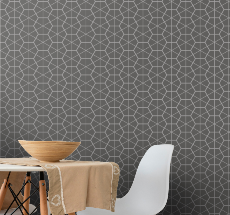 Papel pintado geométrico diseño hexagonal gris - TenVinilo