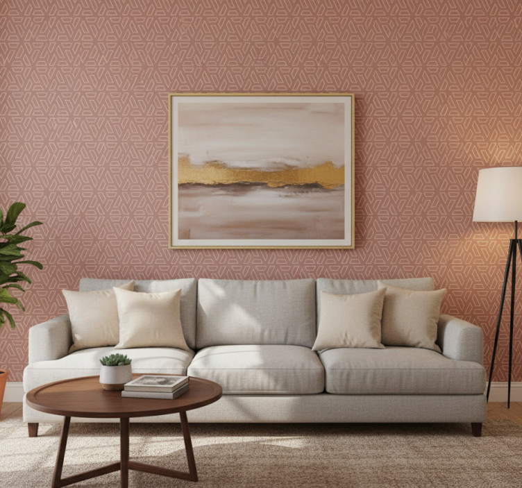 Papel pintado geométrico elemento marrón elegante - TenVinilo