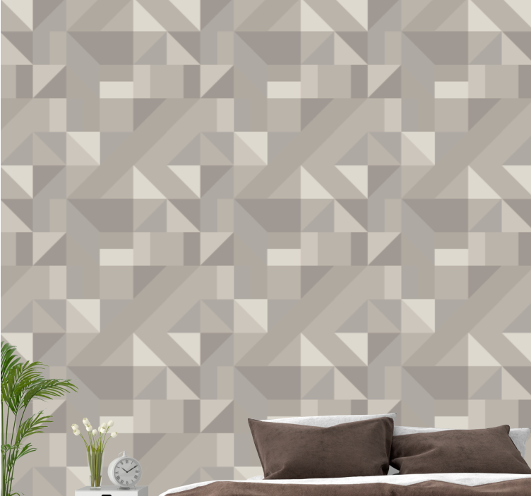 Papel pintado geométrico tonos beige neutros - TenVinilo