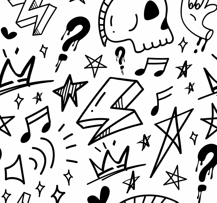 Papel pintado juvenil formas gráficas estilizadas - TenVinilo