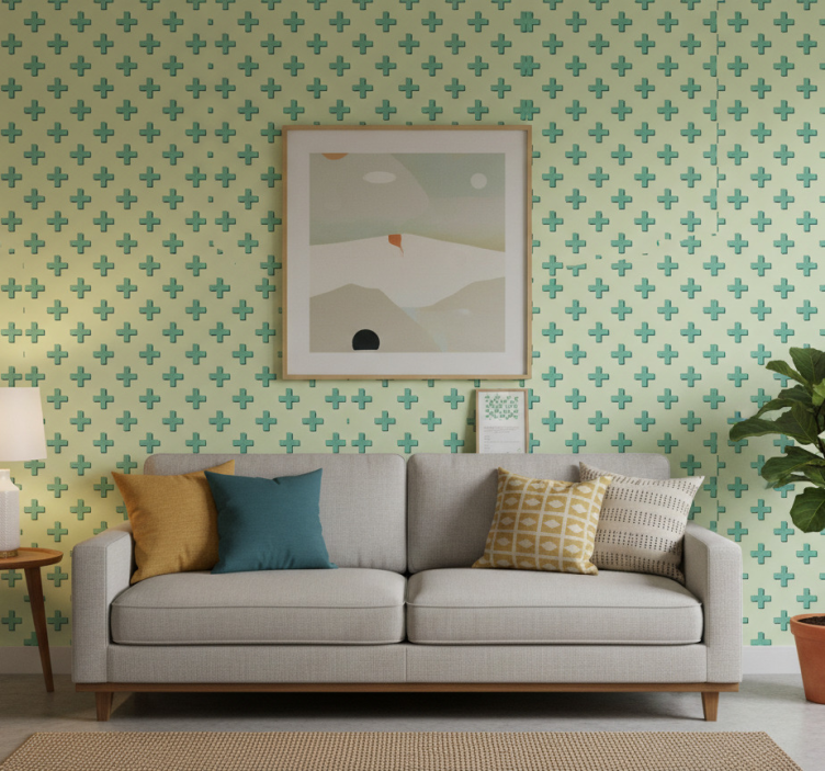 Papel pintado geométrico mint plus formas - TenVinilo