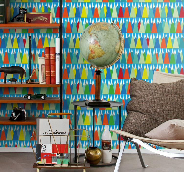 Papel pintado geométrico paisaje montañoso - TenVinilo