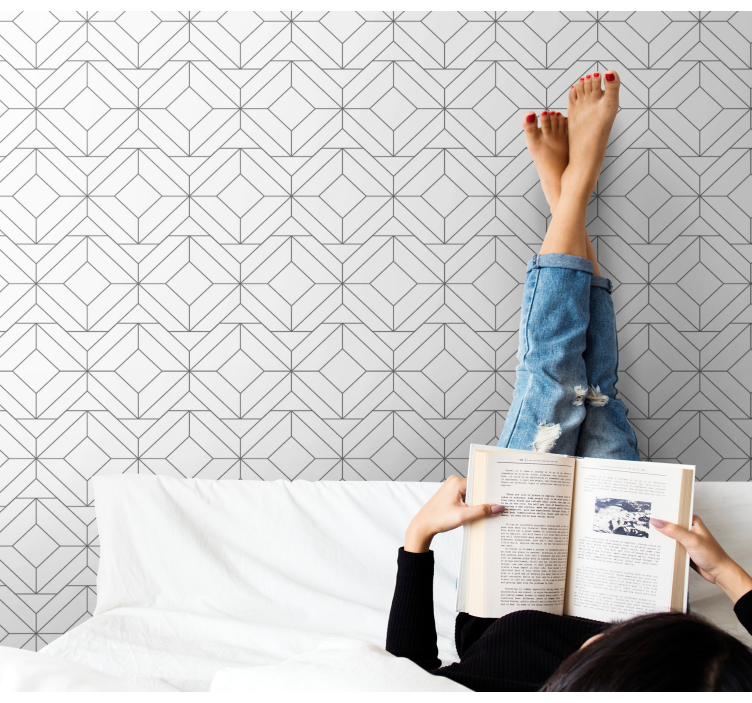 Papel pintado geométrico patrón cúbico - TenVinilo