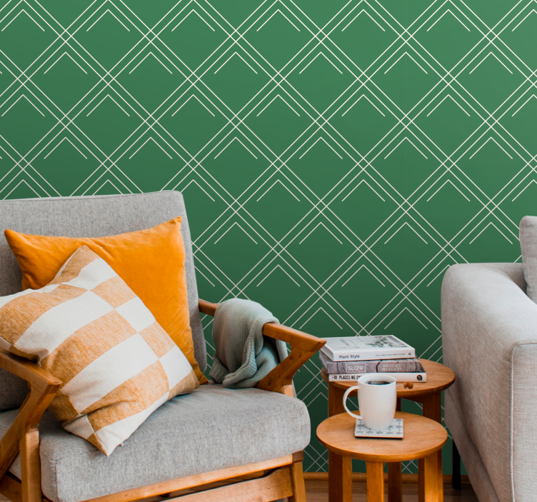 Papel pintado geométrico motivo verde diagonal - TenVinilo