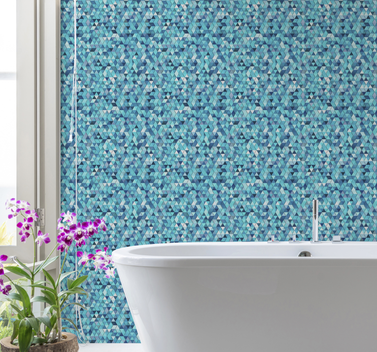 Papel pintado baño patrón de mosaico triangular - TenVinilo