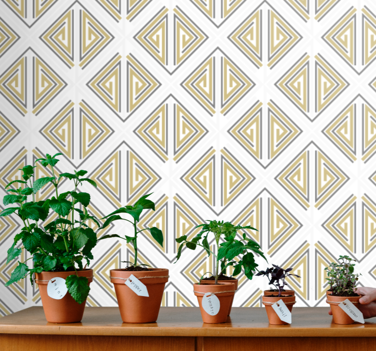 Papel pintado geométrico patrones triangulares estilizados - TenVinilo