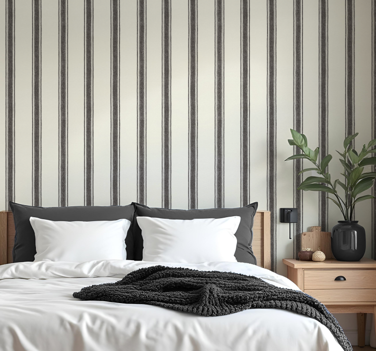 Papel pintado geométrico raya diplomática negro - TenVinilo