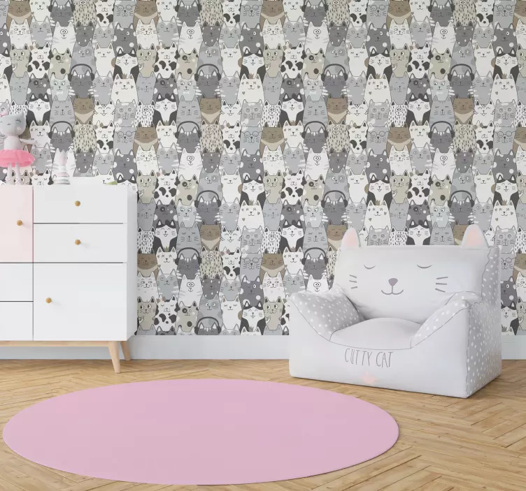 Papel habitación infantil gatos cartoon - TenVinilo