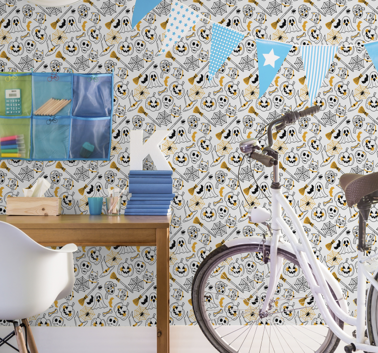 Papel pintado Halloween colección de iconos espeluznantes - TenVinilo