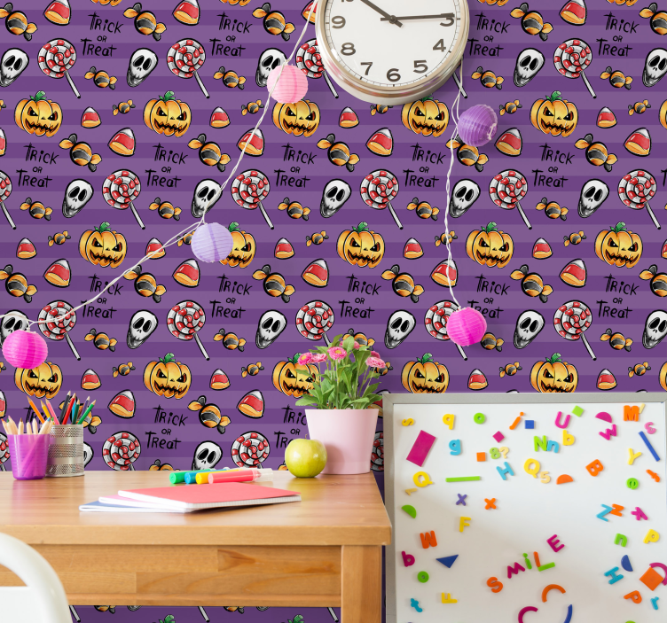 Papel pintado Halloween tema de golosinas espeluznantes - TenVinilo