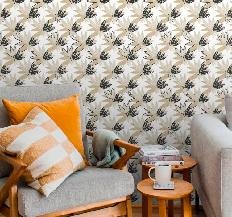 Papel pintado hojas diseño botánico frondoso - TenVinilo