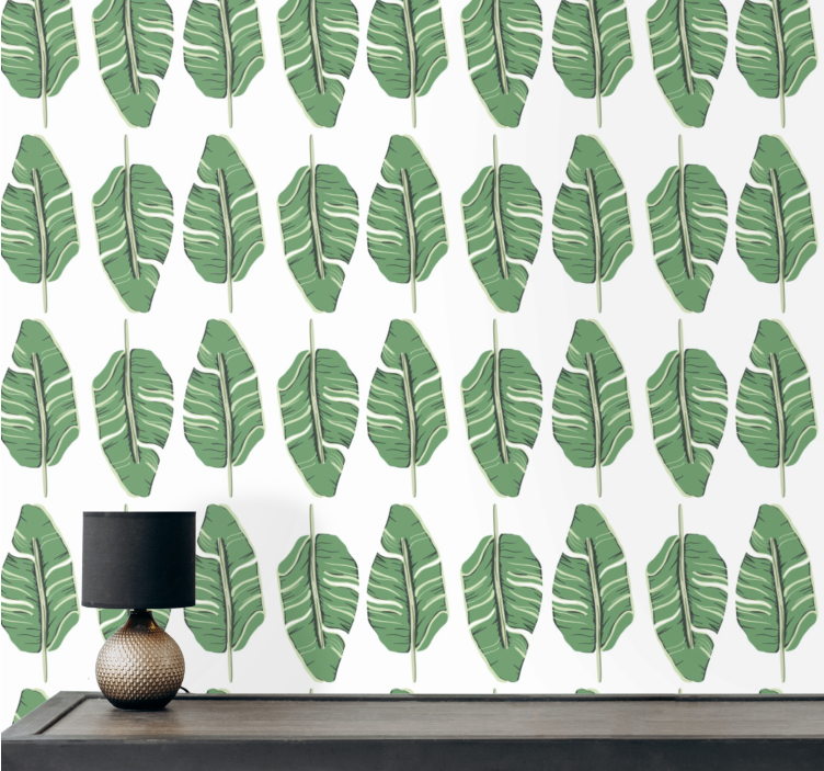 Papel pintado hojas elegancia verde frondosa - TenVinilo
