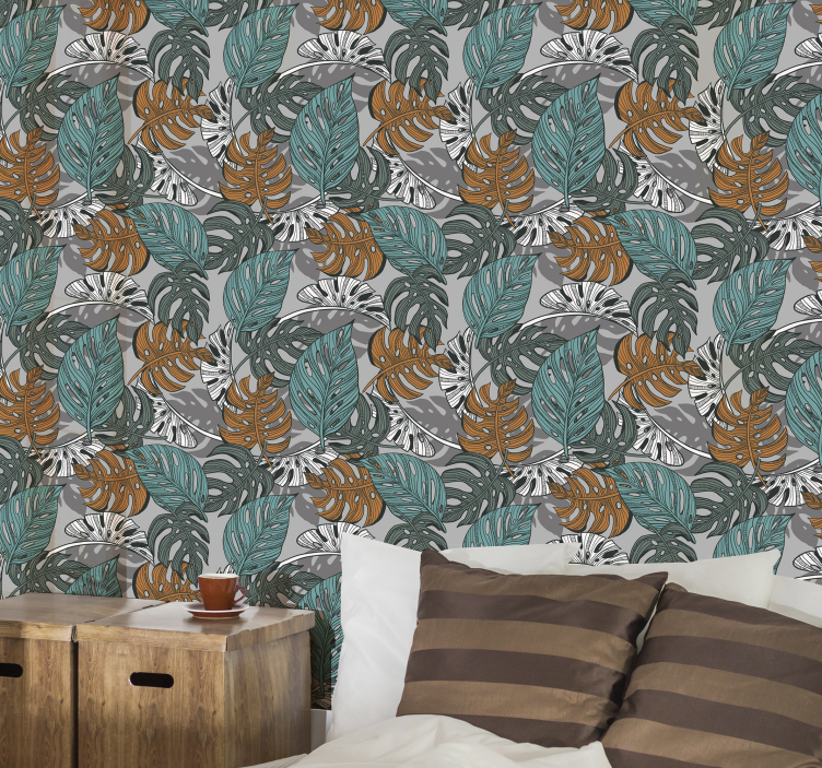 Papel pintado hojas paisaje de hojas tropicales - TenVinilo