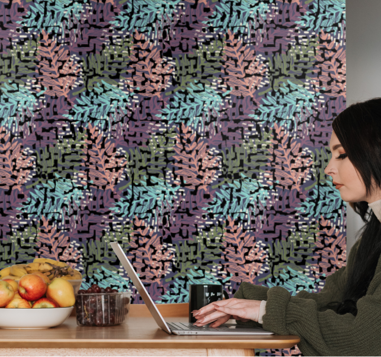 Papel pintado hojas patrón de follaje digital - TenVinilo