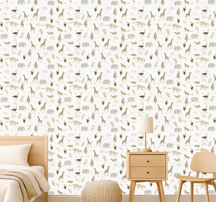 Papel pintado infantil animales de la sabana - TenVinilo