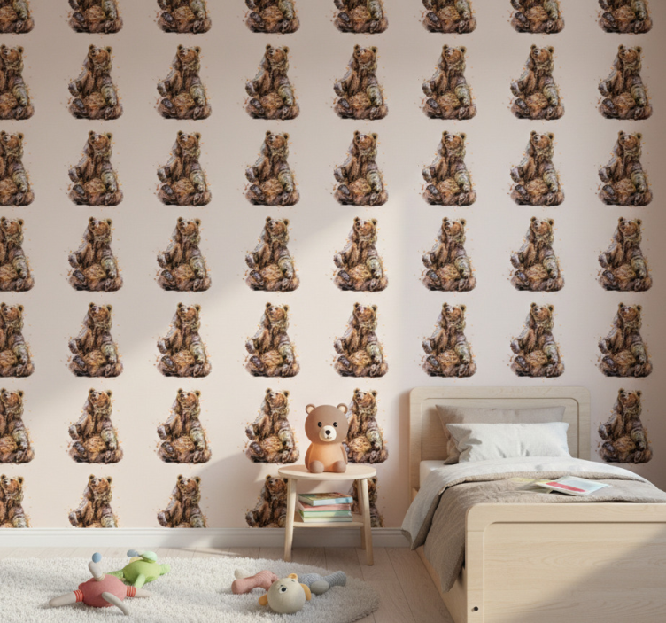 Papel pintado infantil oso marrón - TenVinilo