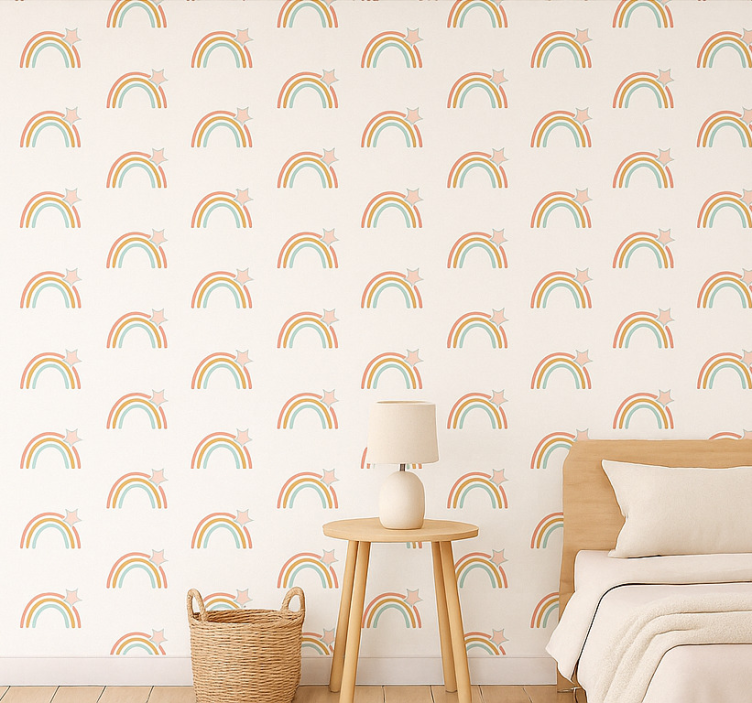 Papel pintado infantil patrón de arcoíris simple - TenVinilo