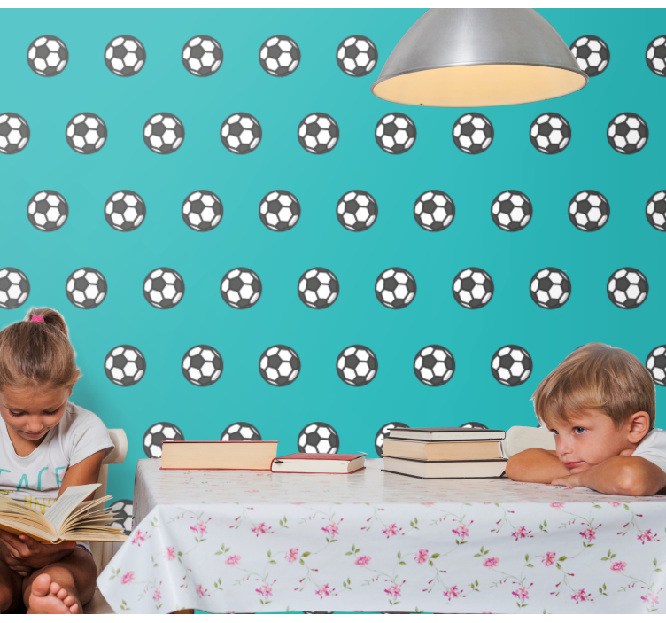 Papel pintado infantil patrón de balón de fútbol - TenVinilo