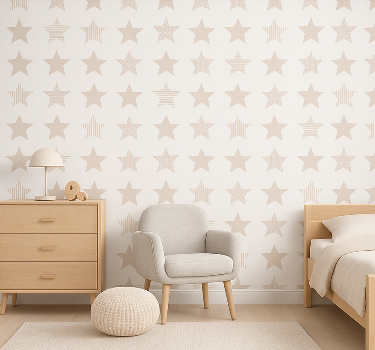 Papel pintado infantil patrón de estrellas niños - TenVinilo