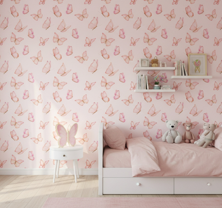 Papel pintado infantil patrón rosa - TenVinilo