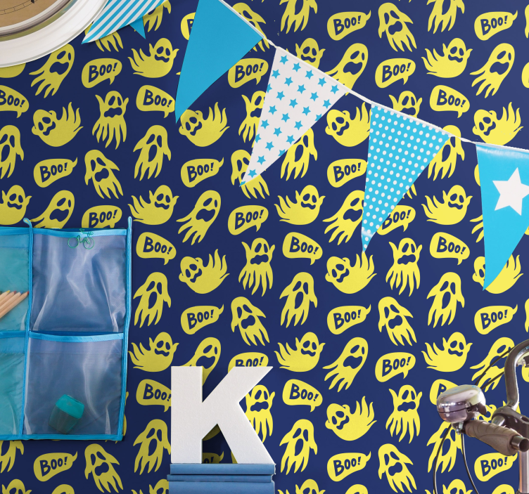 Papel pintado Halloween patrones fantasmales - TenVinilo