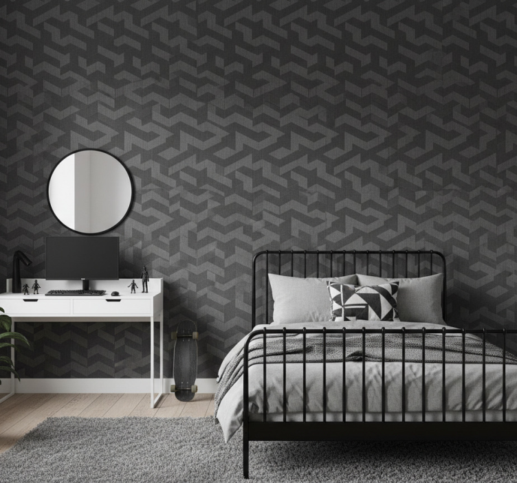 Papel pintado juvenil formas geométricas oscuras - TenVinilo