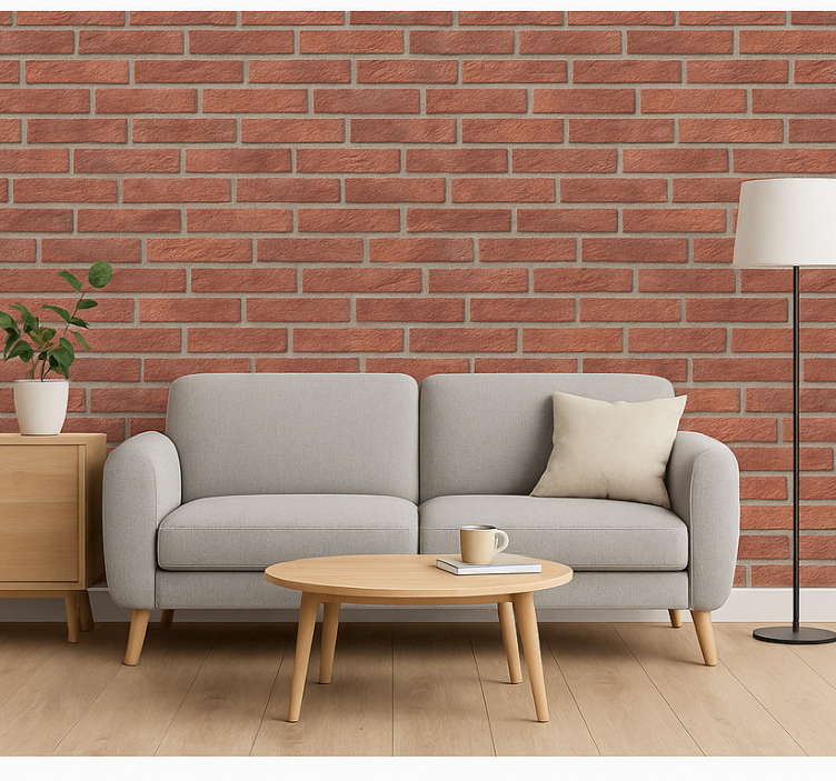 Papel pintado ladrillos jardín acuarelado rosa - TenVinilo