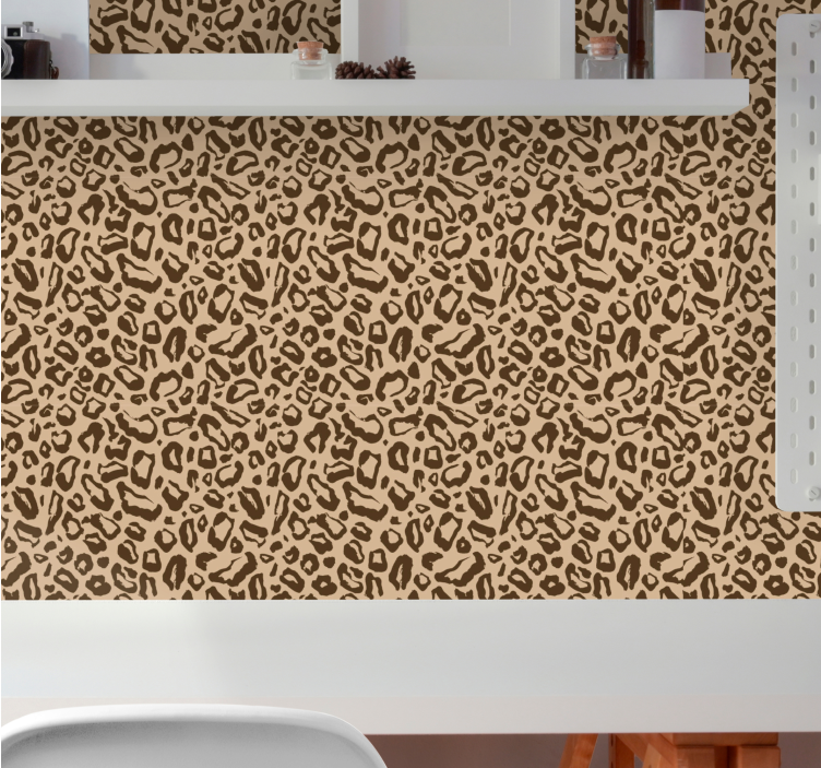 Papel pintado leopardos patrón felino beige - TenVinilo
