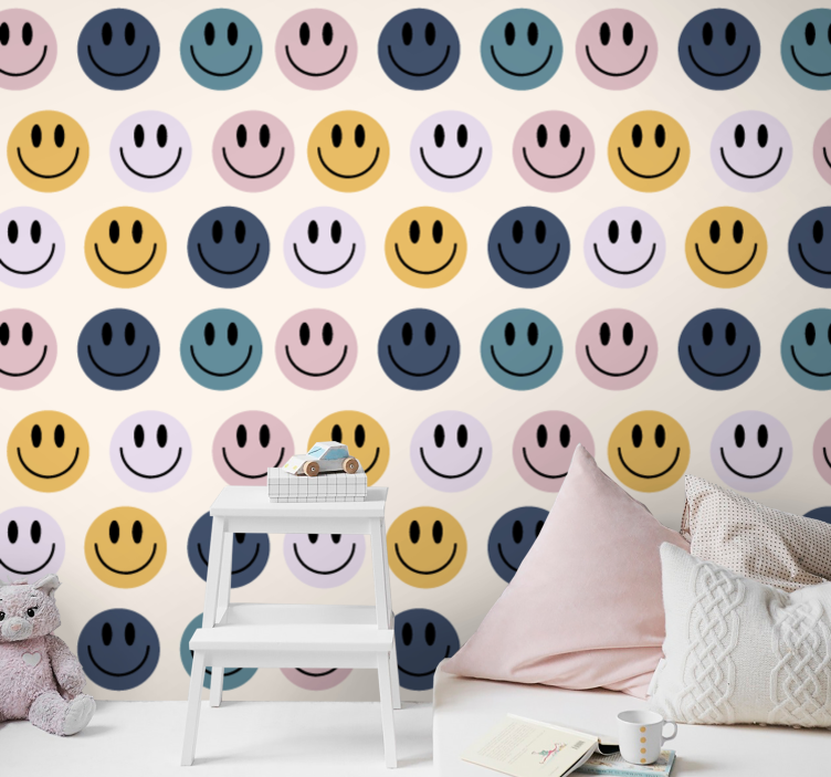 Papel pintado personalizable caras sonrientes felices - TenVinilo