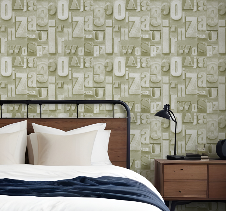 Papel pintado letras estilo industrial 3d - TenVinilo