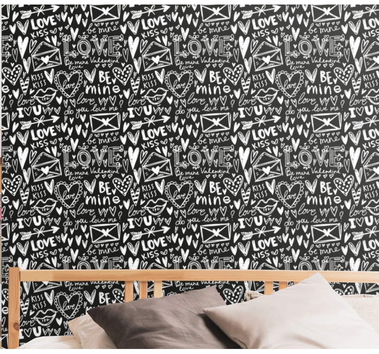 Papel pintado letras garabato de san valentin - TenVinilo