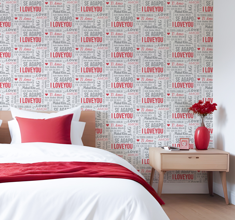 Papel pintado letras i love you diferentes idiomas - TenVinilo