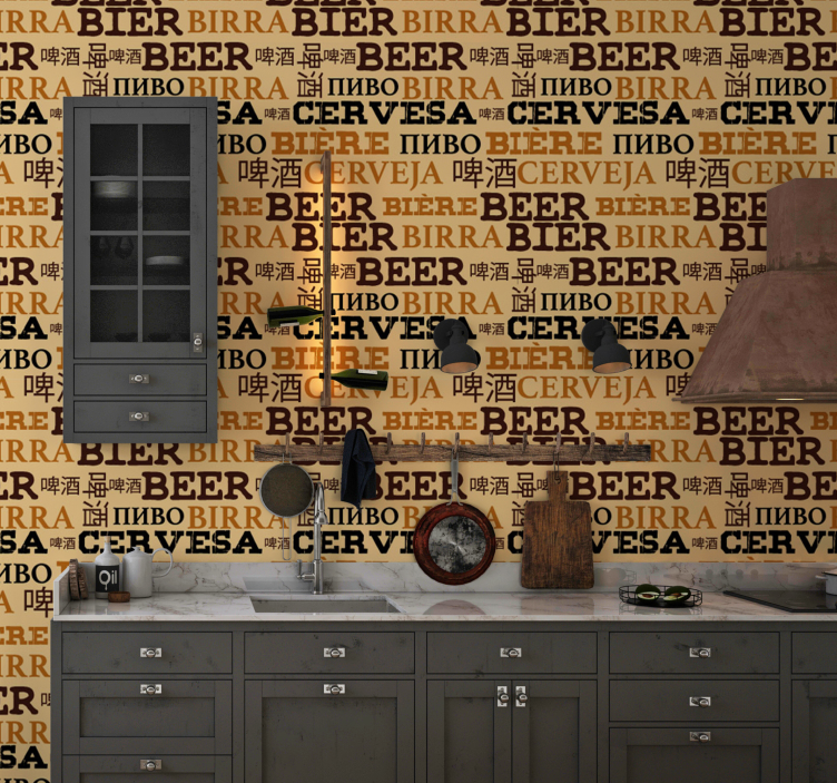 Papel pintado letras tipografía de cerveza - TenVinilo