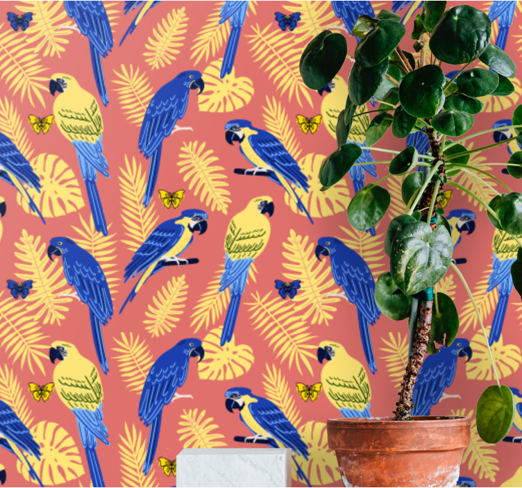 Papel pintado loros motivo tropical de loro - TenVinilo