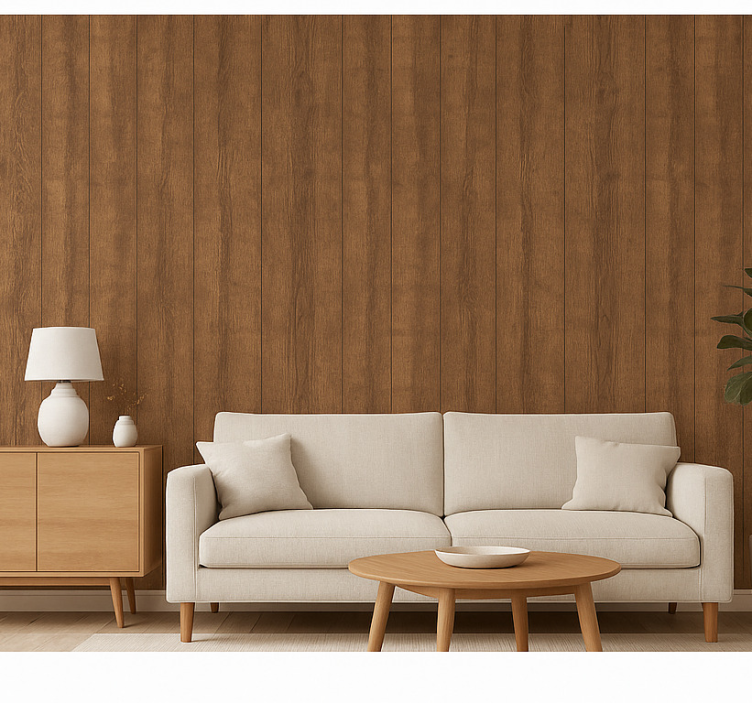 Papel pintado madera tablones de nogal rústico - TenVinilo