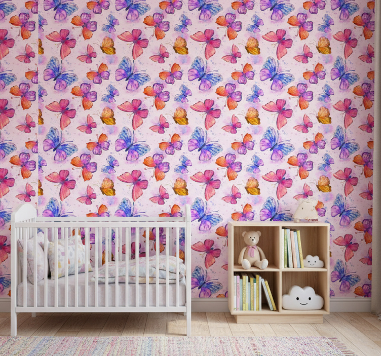 Papel pintado mariposas acuarela colorida - TenVinilo