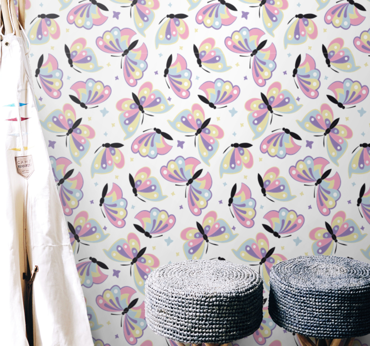 Papel pintado mariposas alas coloridas volando - TenVinilo