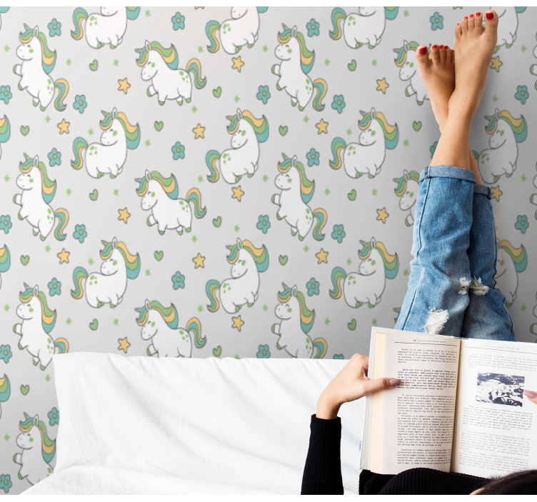 Papel pintado infantil fantasía de unicornio - TenVinilo