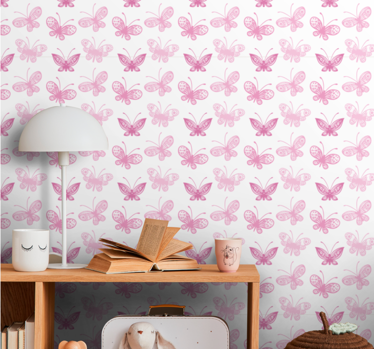 Papel pintado mariposas tonos rosados - TenVinilo