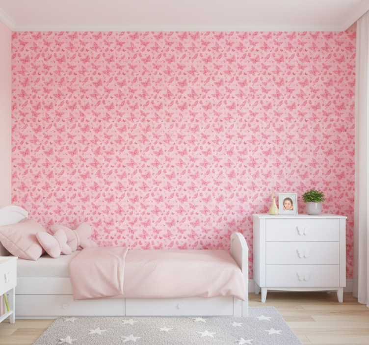 Papel pintado mariposas rosa - TenVinilo