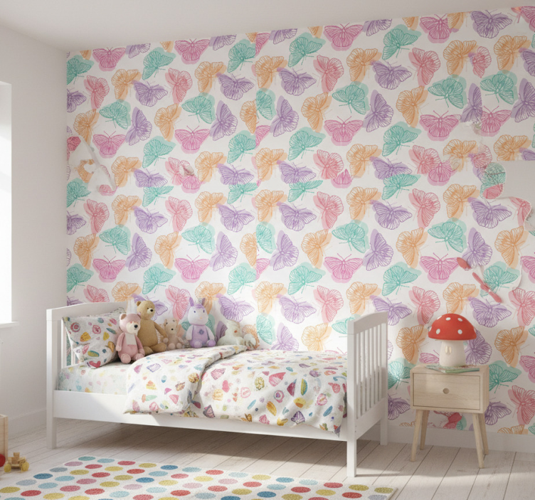 Papel pintado mariposas silueta colorida - TenVinilo